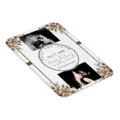 エレガントオリーブグリーン&ホワイトフローラコーナ結婚ーズ マグネット (右側)