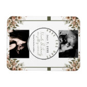 エレガントオリーブグリーン&ホワイトフローラコーナ結婚ーズ マグネット (横)