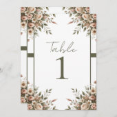 エレガントオリーブグリーン&ホワイトフローラコーナ結婚ーズ 招待状 (正面/裏面)