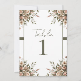 エレガントオリーブグリーン&ホワイトフローラコーナ結婚ーズ 招待状