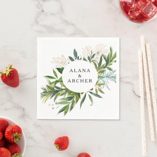 エレガントオリーブグ結婚リーナプキン スタンダードカクテルナプキン (インサイチュ)