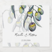 エレガントオリーブブランチ水の色パーソナライズされた リキュールボトルラベル (シングルラベル)