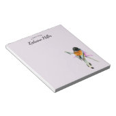 エレガントオレンジと黒の水色の鳥 ノートパッド (アングル)