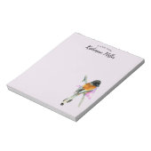 エレガントオレンジと黒の水色の鳥 ノートパッド (回転)