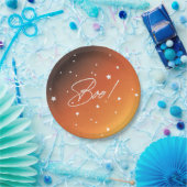 エレガントオレンジサンセットブー!ハローウィンパーティ ペーパープレート (パーティー)