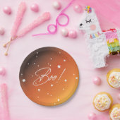 エレガントオレンジサンセットブー!ハローウィンパーティ ペーパープレート (パーティー)