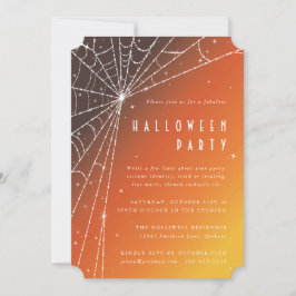 エレガントオレンジダイヤモンドスパイダーウェブハローウィンパーティ 招待状