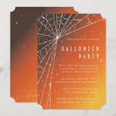 エレガントオレンジダイヤモンドスパイダーウェブハローウィンパーティ 招待状 (正面/裏面)