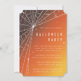 エレガントオレンジダイヤモンドスパイダーウェブハローウィンパーティ 招待状