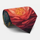 エレガントオレンジフラワーと孔雀の羽 ネクタイ (ロール)