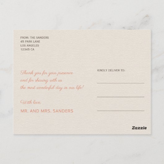 エレガントオレンジ感謝してい結婚フローラの写真よ ポストカード (裏面)