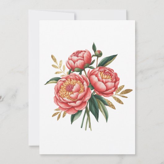 エレガントオレンジ牡丹ウォーターバチェロレッテ 招待状 (裏面)