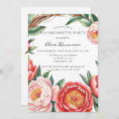 エレガントオレンジ牡丹ウォーターバチェロレッテ 招待状 (正面/裏面)