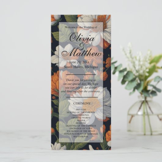 エレガントオレンジ色の白い黒ヴィンテージフローラ (スタンド正面)