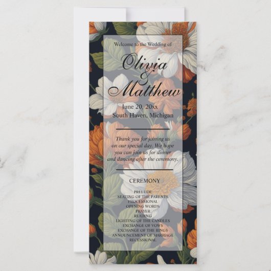 エレガントオレンジ色の白い黒ヴィンテージフローラ (正面)