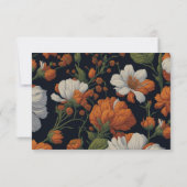 エレガントオレンジ色の白い黒ヴィンテージフローラ セーブザデート (裏面)