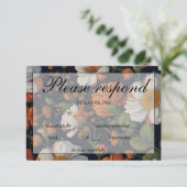 エレガントオレンジ色の白い黒ヴィンテージフローラ 出欠カード (スタンド正面)