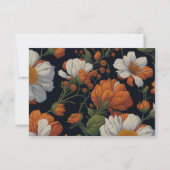 エレガントオレンジ色の白い黒ヴィンテージフローラ 出欠カード (裏面)