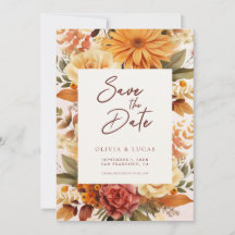 エレガントオレンジ色の花の結婚フレームの写真