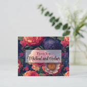 エレガントオレンジ色の赤い紫のフローラエレガントスクリプト サンキューカード (スタンド正面)