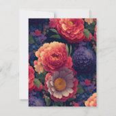 エレガントオレンジ色の赤い紫のフローラエレガントスクリプト サンキューカード (裏面)