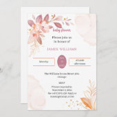 エレガントオレンジ色の赤ちゃんカスタマイズシャワー 招待状 (正面/裏面)