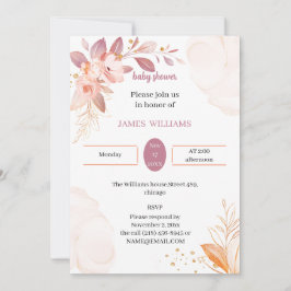 エレガントオレンジ色の赤ちゃんカスタマイズシャワー 招待状