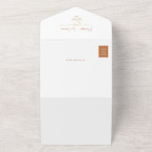 エレガントオレンジ色のQRコー結婚ド オールインワン招待状 (外側)