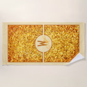 エレガントオレンジ黄グリッターモノグラムの ビーチタオル (正面)