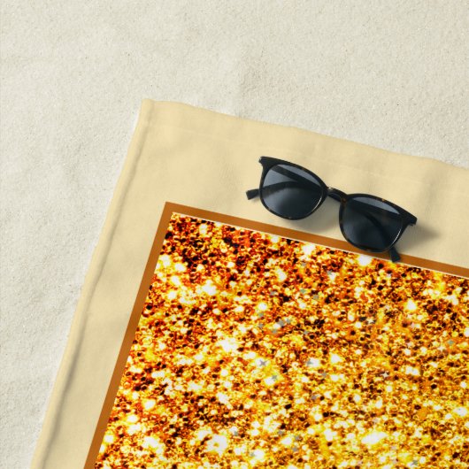 エレガントオレンジ黄グリッターモノグラムの ビーチタオル (インサイチュ)