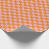 エレガントオレン市松模様にジ ラッピングペーパー (角)