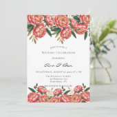 エレガントオレン絵を描結婚お祝い 招待状 (スタンド正面)