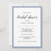 エレガントオートクチュール |ほこりっぽいブルーブライダルシャワー 招待状 (正面)