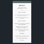 エレガントオートクチュール |リッチグリーン結婚のメニュー メニュー<br><div class="desc">白いエレガント背景にシックな黒い文字を結婚施したリッチなフォレ縁どストの緑のメニュー。</div>