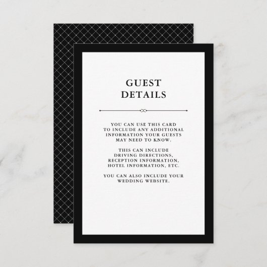 エレガントオートクチュール | 白黒ゲスト詳細 エンクロージャーカード (正面/裏面)