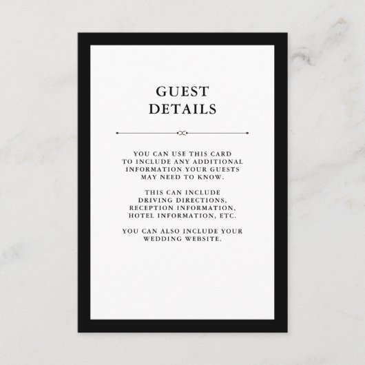 エレガントオートクチュール | 白黒ゲスト詳細 エンクロージャーカード (正面)