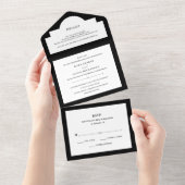 エレガントオートクチュール |白黒結婚 オールインワン招待状 (貼ってはがせる)