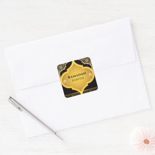エレガントオーナメントイスラムラマダンカレムステッカー スクエアシール (封筒)