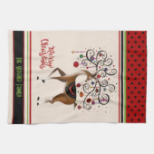 エレガントオーナメントクリスマストインデナパーソナライズされたー キッチンタオル (横)