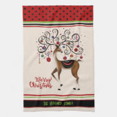 エレガントオーナメントクリスマストインデナパーソナライズされたー キッチンタオル (縦)