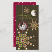 エレガントオーナメントスターズハッピーホリデーズフォト シーズンカード (正面/裏面)