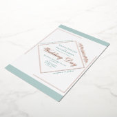 エレガントオーナメントターコイズフレ結婚ームの金ゴールドバラ 箔招待状 (回転した状態)