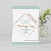 エレガントオーナメントターコイズフレ結婚ームの金ゴールドバラ 箔招待状 (立ち正面)