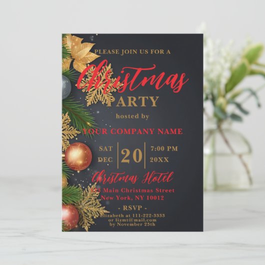 エレガントオーナメント企業ののクリスマスパーティー 招待状 (スタンド正面)