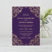 エレガントオーナメント金ゴールドフレー結婚ム 招待状 (スタンド正面)