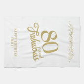 エレガントオーナメント80と素晴らしい80誕生日 キッチンタオル (横)