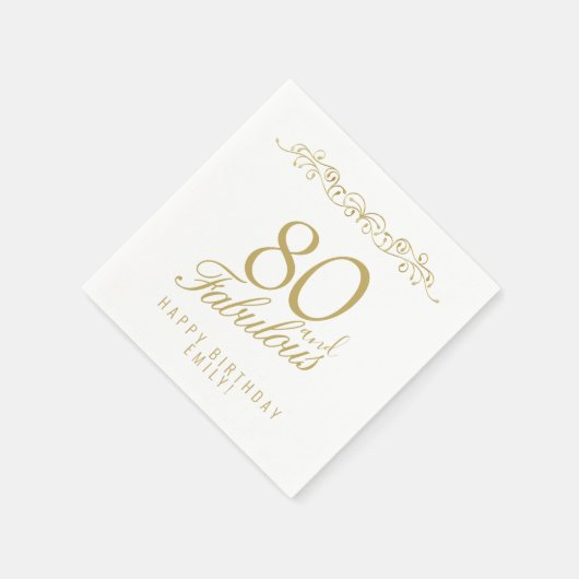 エレガントオーナメント80と素晴らしい80誕生日 スタンダードカクテルナプキン (角)