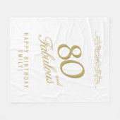 エレガントオーナメント80と素晴らしい80誕生日 フリースブランケット (正面(横))