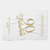 エレガントオーナメント90と素晴らしい90誕生日 キッチンタオル (横)