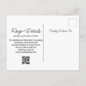 エレガントオーバーレイ写真qrコードrsvp結婚 インビテーションポストカード (裏面)